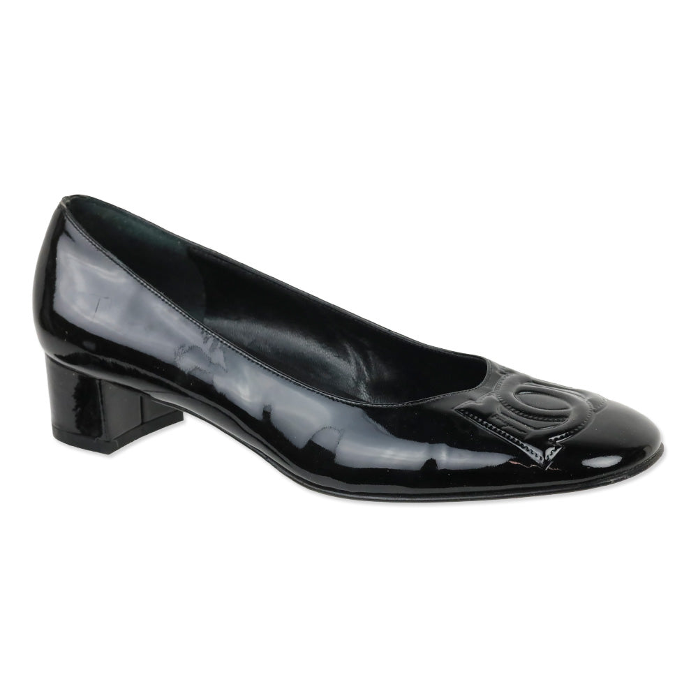 Salvatore Ferragamo Patent Leather Gancini Logo Pumps