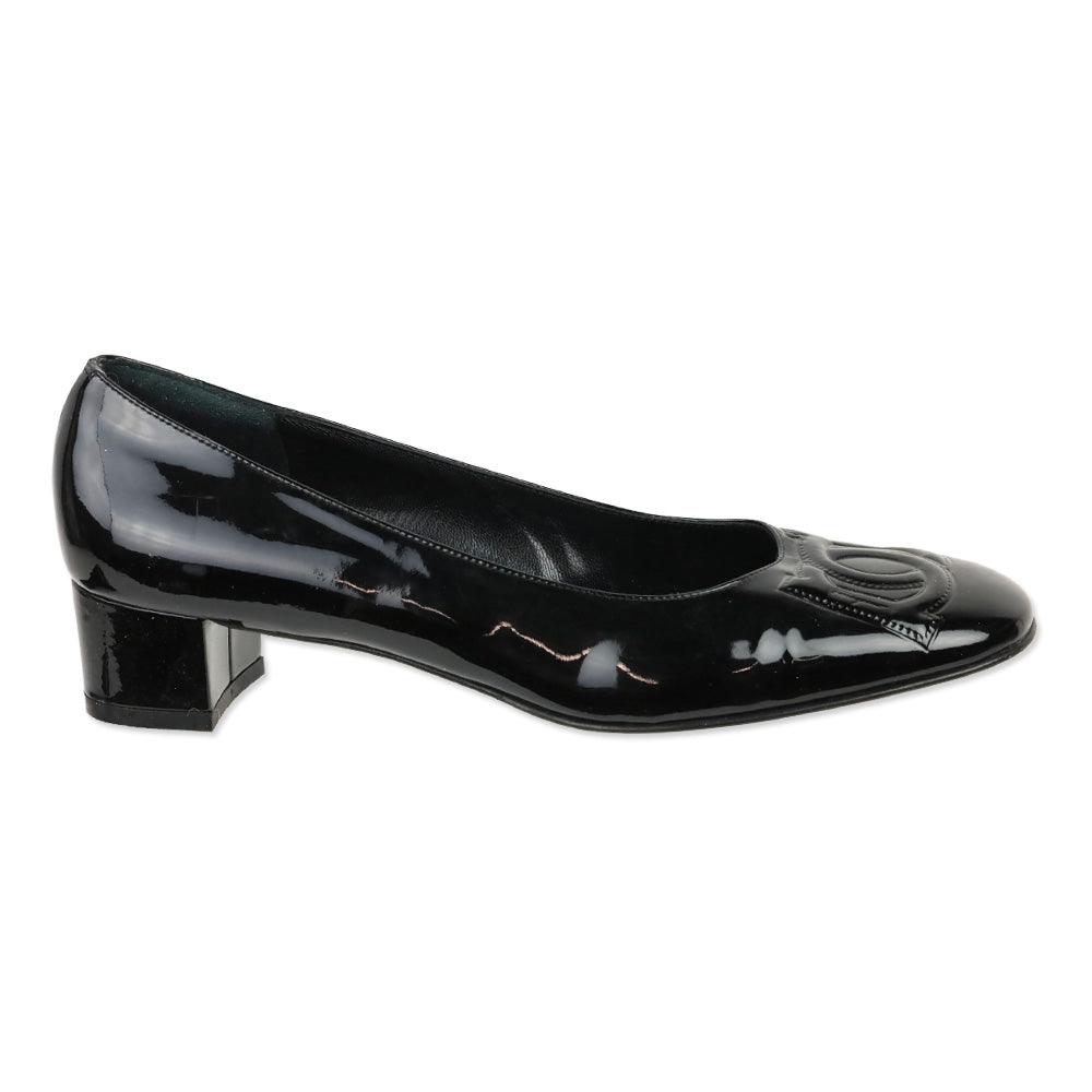 Salvatore Ferragamo Patent Leather Gancini Logo Pumps