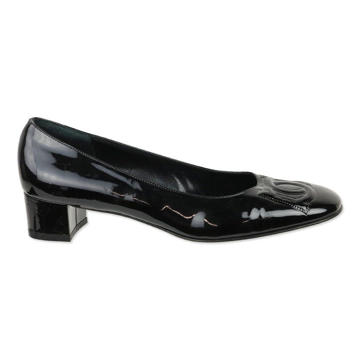 Salvatore Ferragamo Patent Leather Gancini Logo Pumps