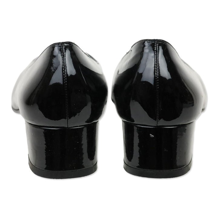 Salvatore Ferragamo Patent Leather Gancini Logo Pumps
