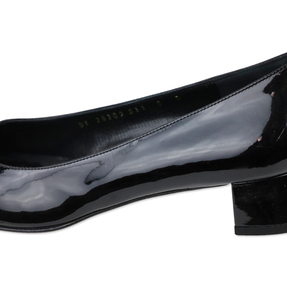 Salvatore Ferragamo Patent Leather Gancini Logo Pumps
