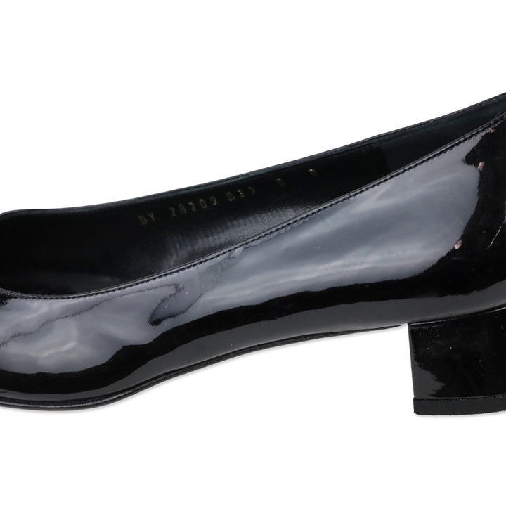 Salvatore Ferragamo Patent Leather Gancini Logo Pumps