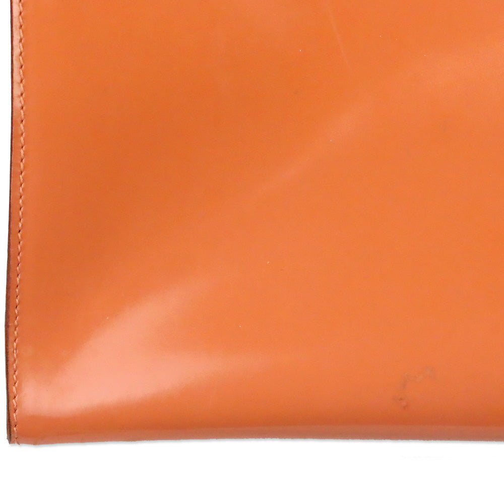 Salvatore Ferragamo Peach Orange Patent Leather and PVC Top Handle Bag