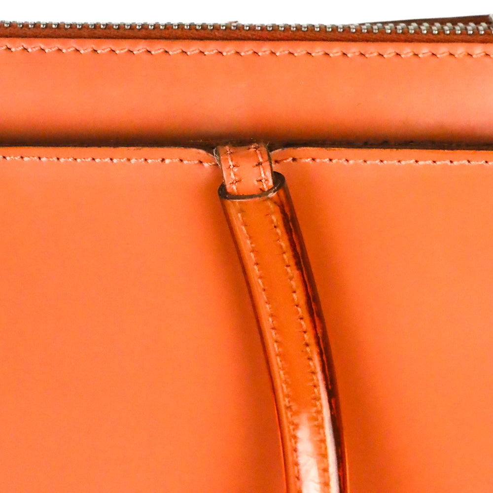 Salvatore Ferragamo Peach Orange Patent Leather and PVC Top Handle Bag