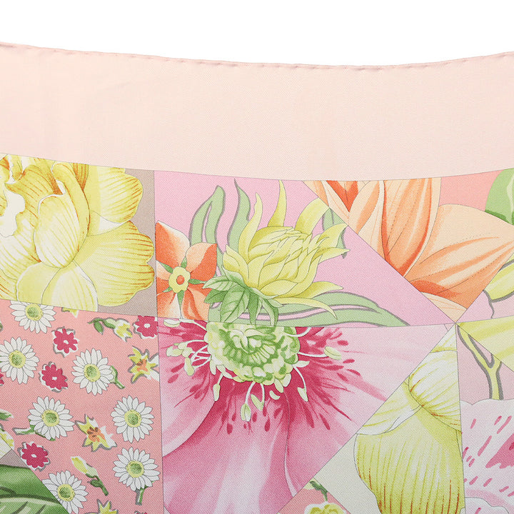 Salvatore Ferragamo Pink Floral Geometric Print Silk Scarf