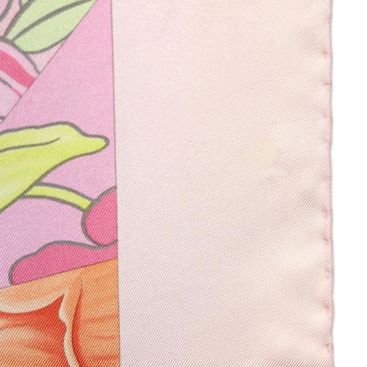 Salvatore Ferragamo Pink Floral Geometric Print Silk Scarf