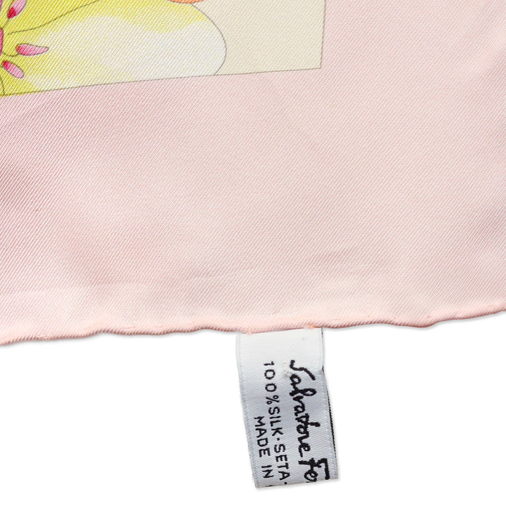 Salvatore Ferragamo Pink Floral Geometric Print Silk Scarf