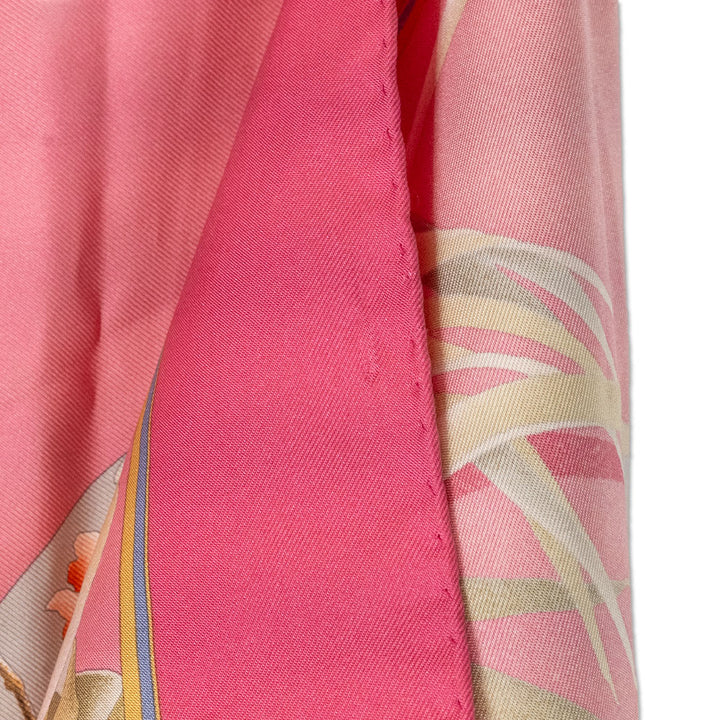 Salvatore Ferragamo Pink Sleeping Tiger Silk Scarf