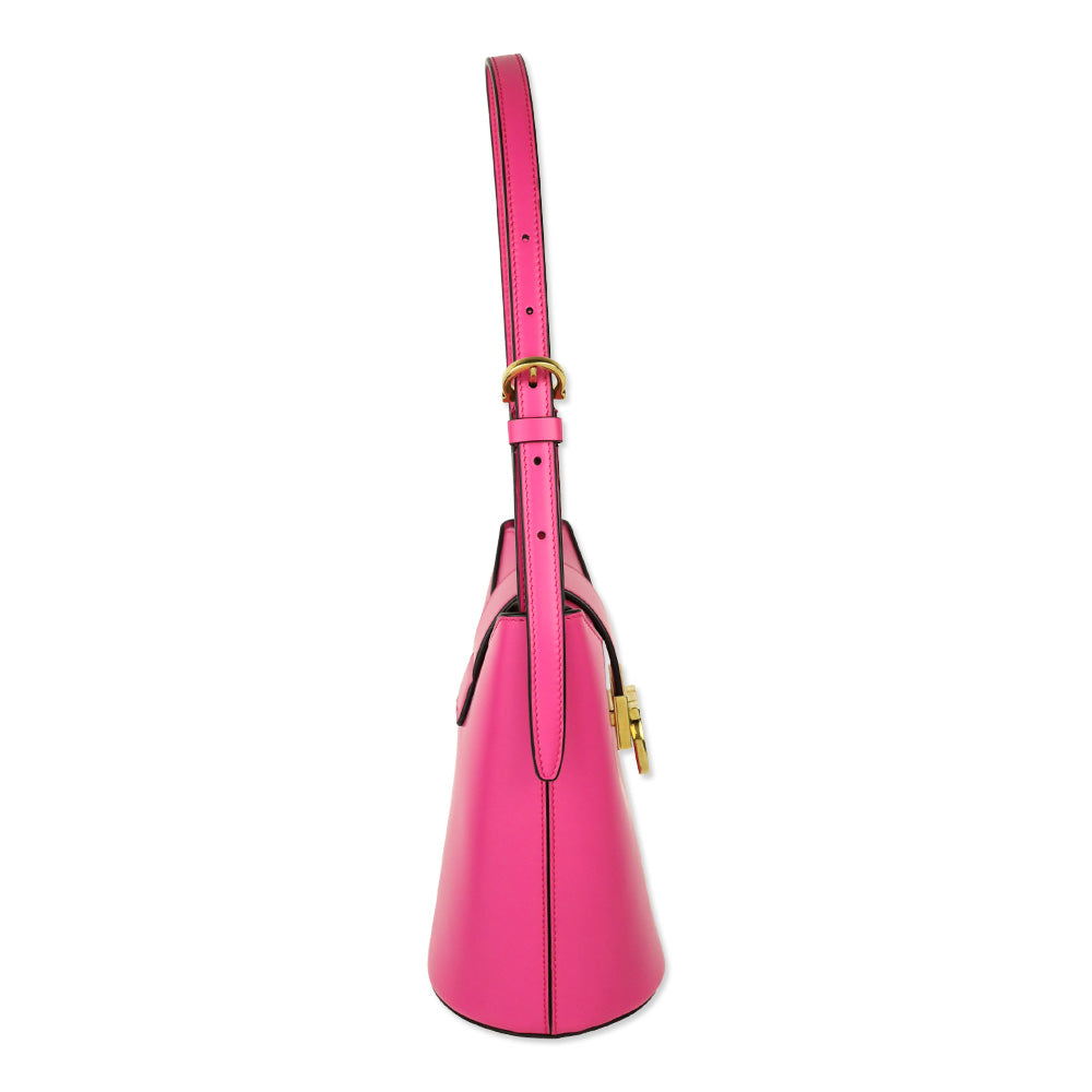 Salvatore Ferragamo Pink Trifolio Leather Bucket Bag