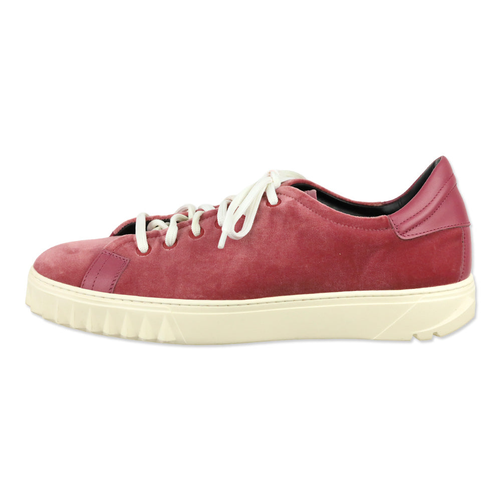Salvatore Ferragamo Pink Velvet Cube Low Top Sneakers