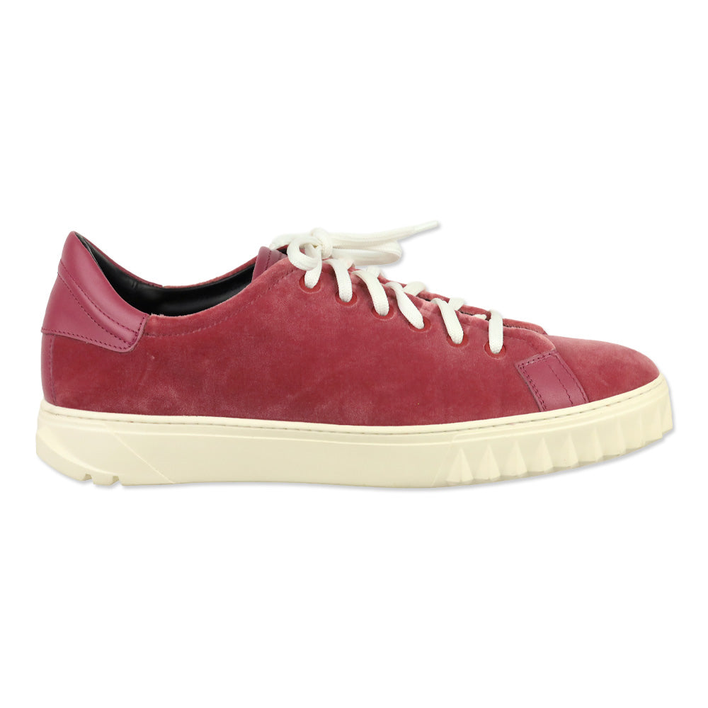 Salvatore Ferragamo Pink Velvet Cube Low Top Sneakers