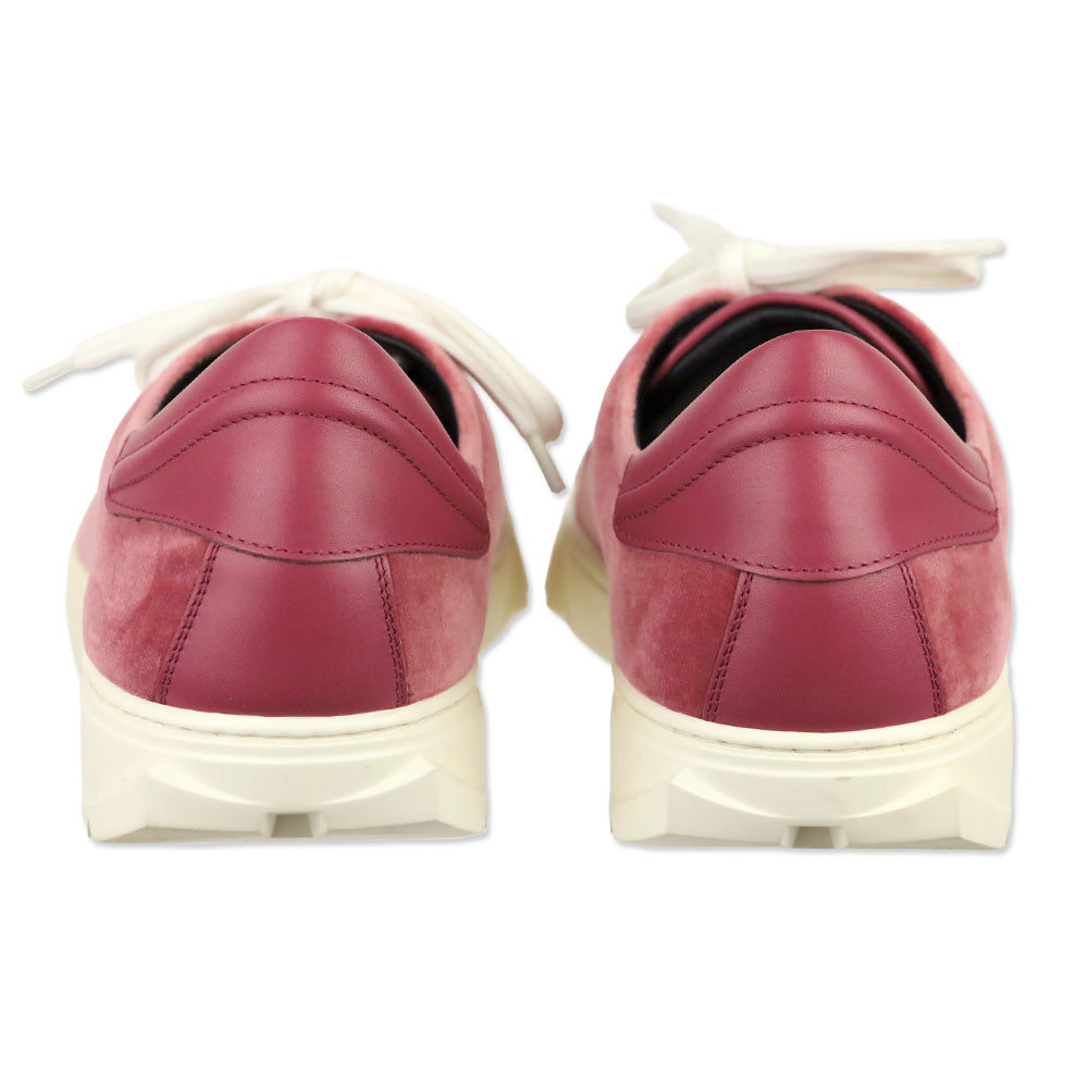 Salvatore Ferragamo Pink Velvet Cube Low Top Sneakers