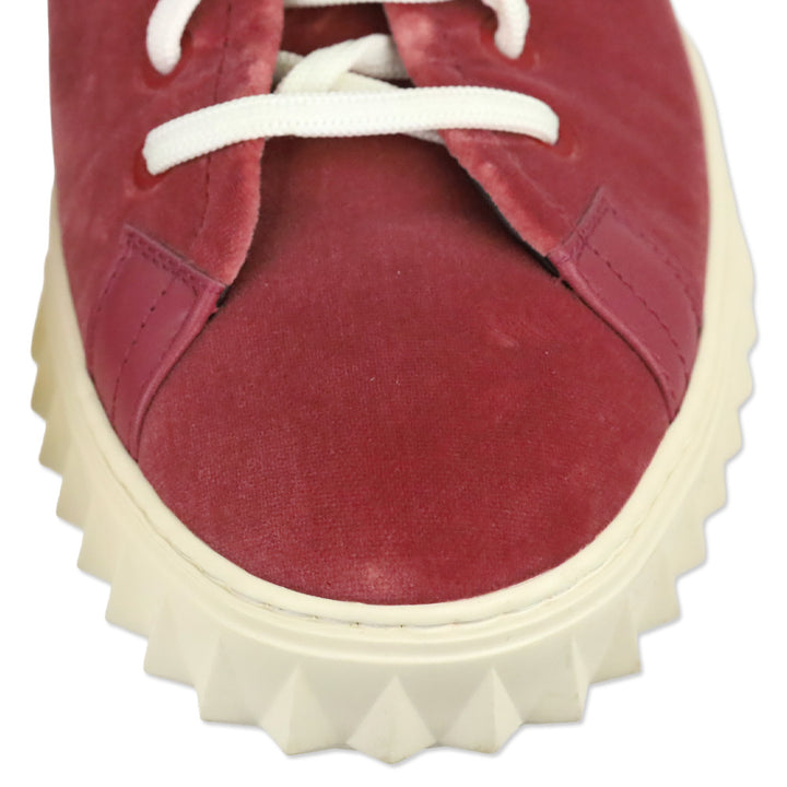 Salvatore Ferragamo Pink Velvet Cube Low Top Sneakers