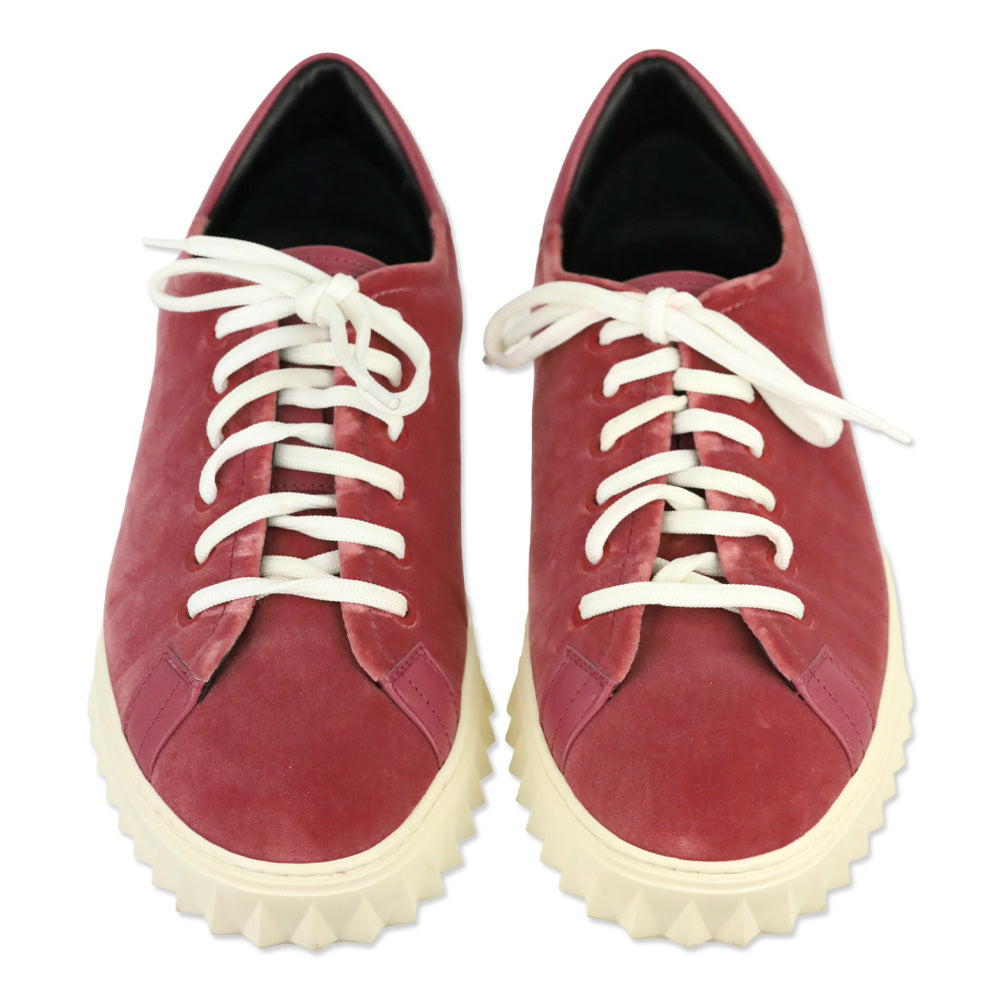 Salvatore Ferragamo Pink Velvet Cube Low Top Sneakers