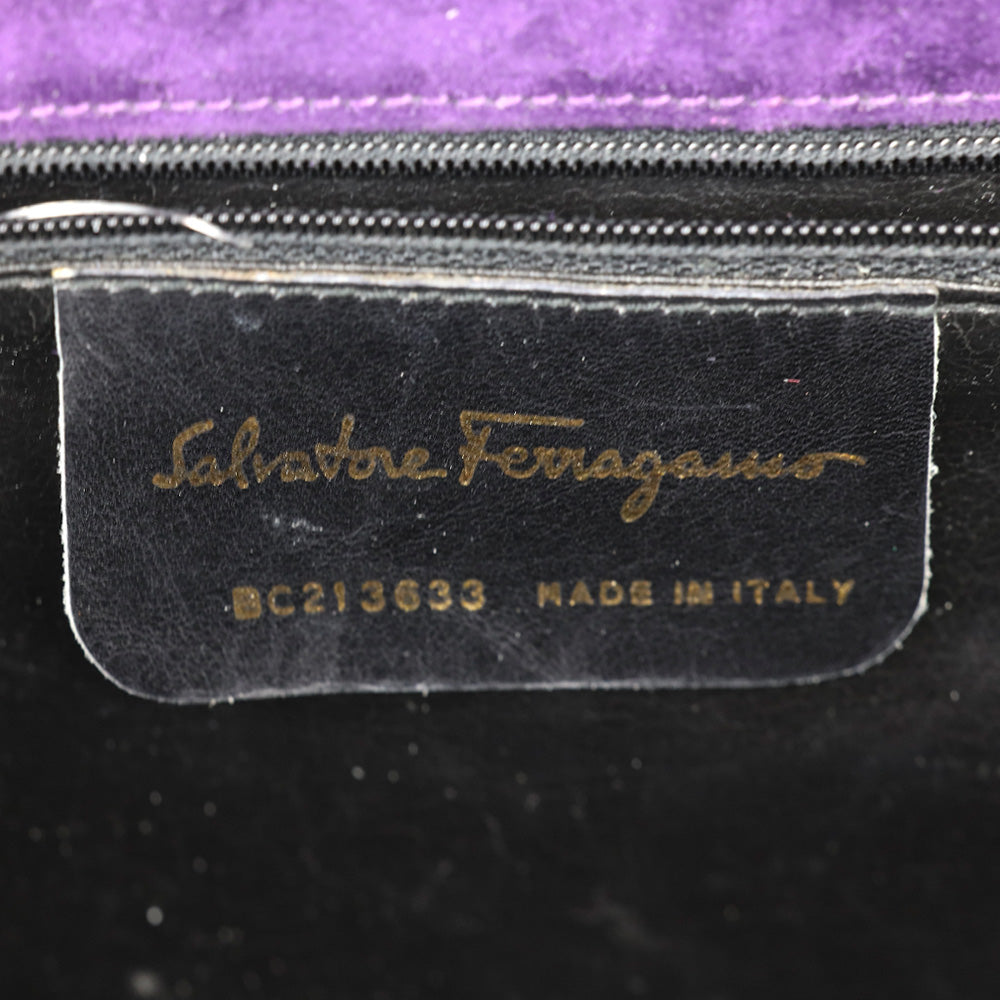 Salvatore Ferragamo Purple Suede Flap Crossbody Bad with Gold Ball Link Chain Strap