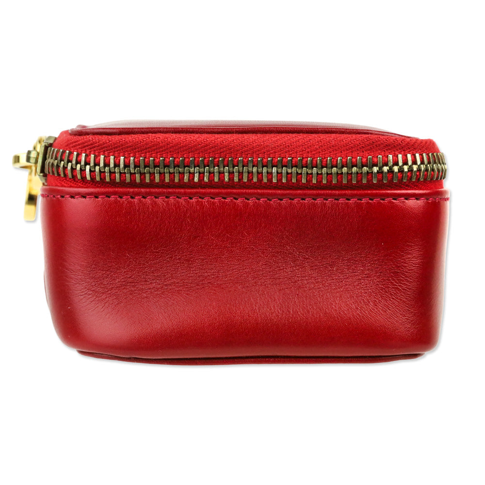 Salvatore Ferragamo Red Leather Gancini Zip Cosmetic Case
