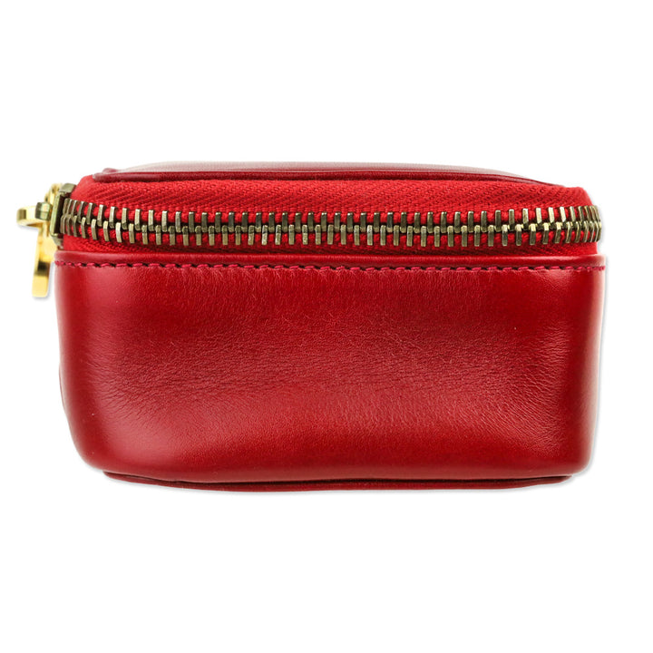 Salvatore Ferragamo Red Leather Gancini Zip Cosmetic Case