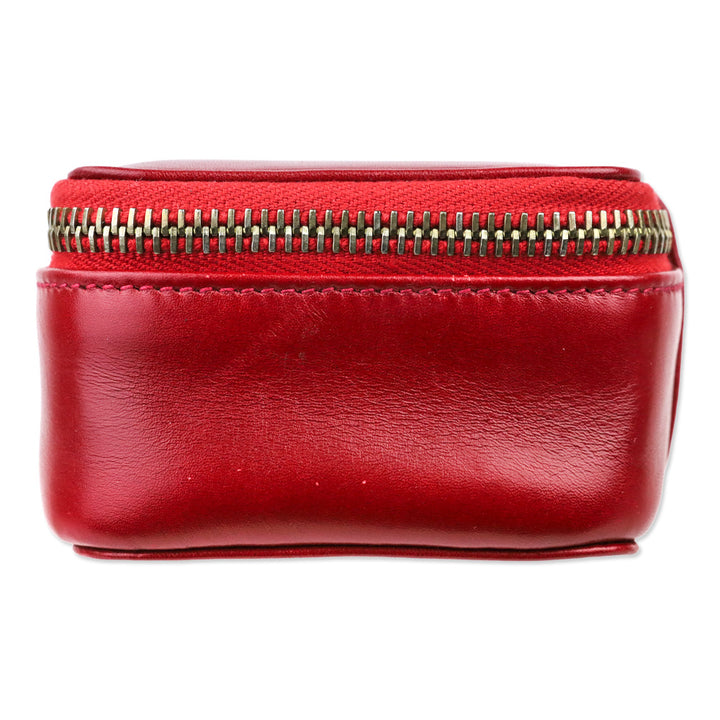 Salvatore Ferragamo Red Leather Gancini Zip Cosmetic Case
