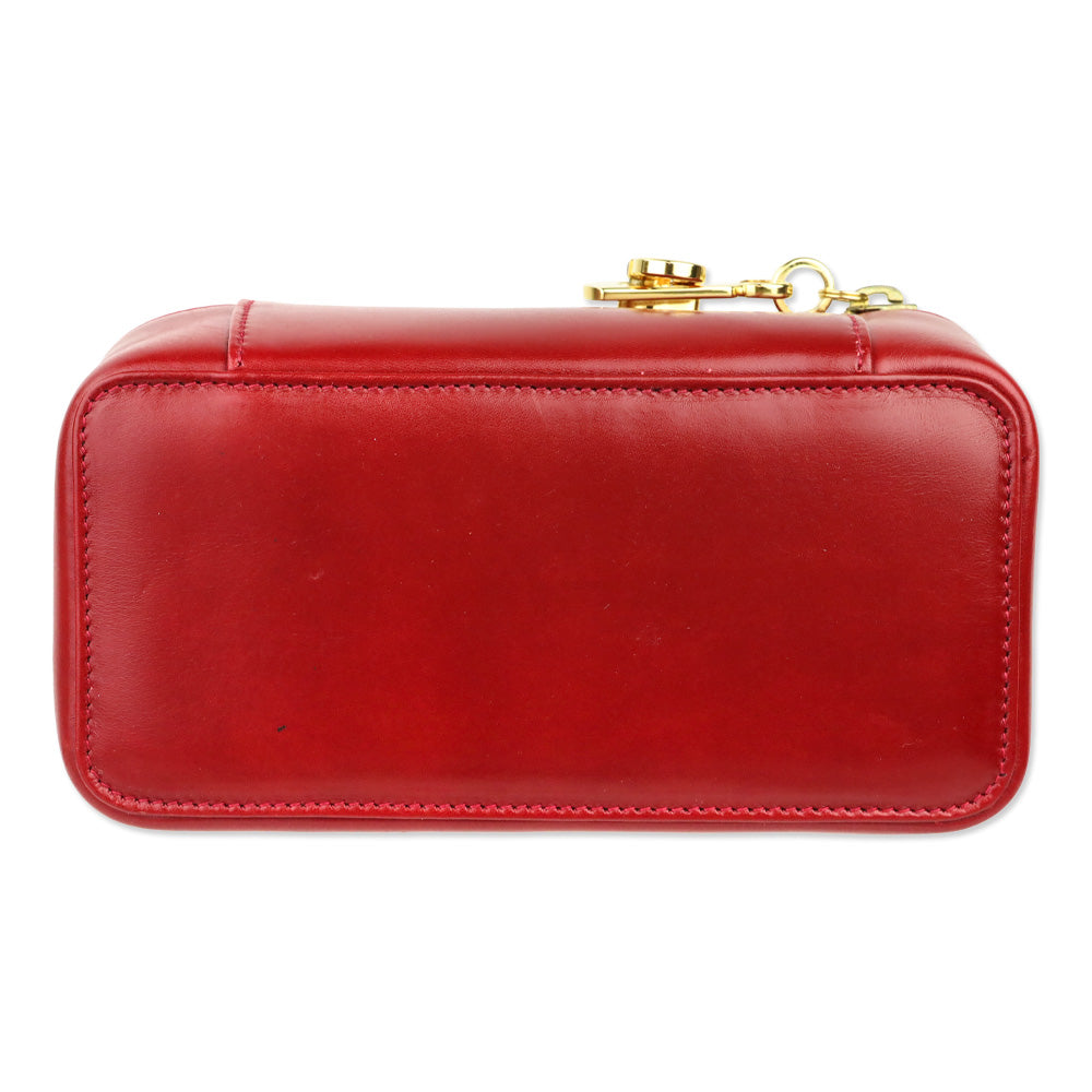 Salvatore Ferragamo Red Leather Gancini Zip Cosmetic Case