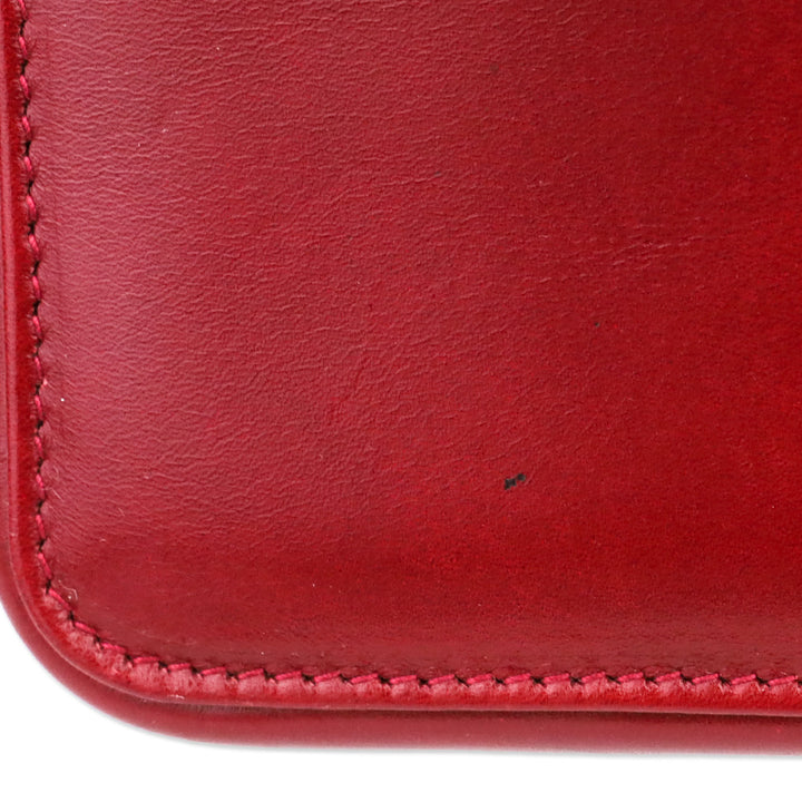 Salvatore Ferragamo Red Leather Gancini Zip Cosmetic Case