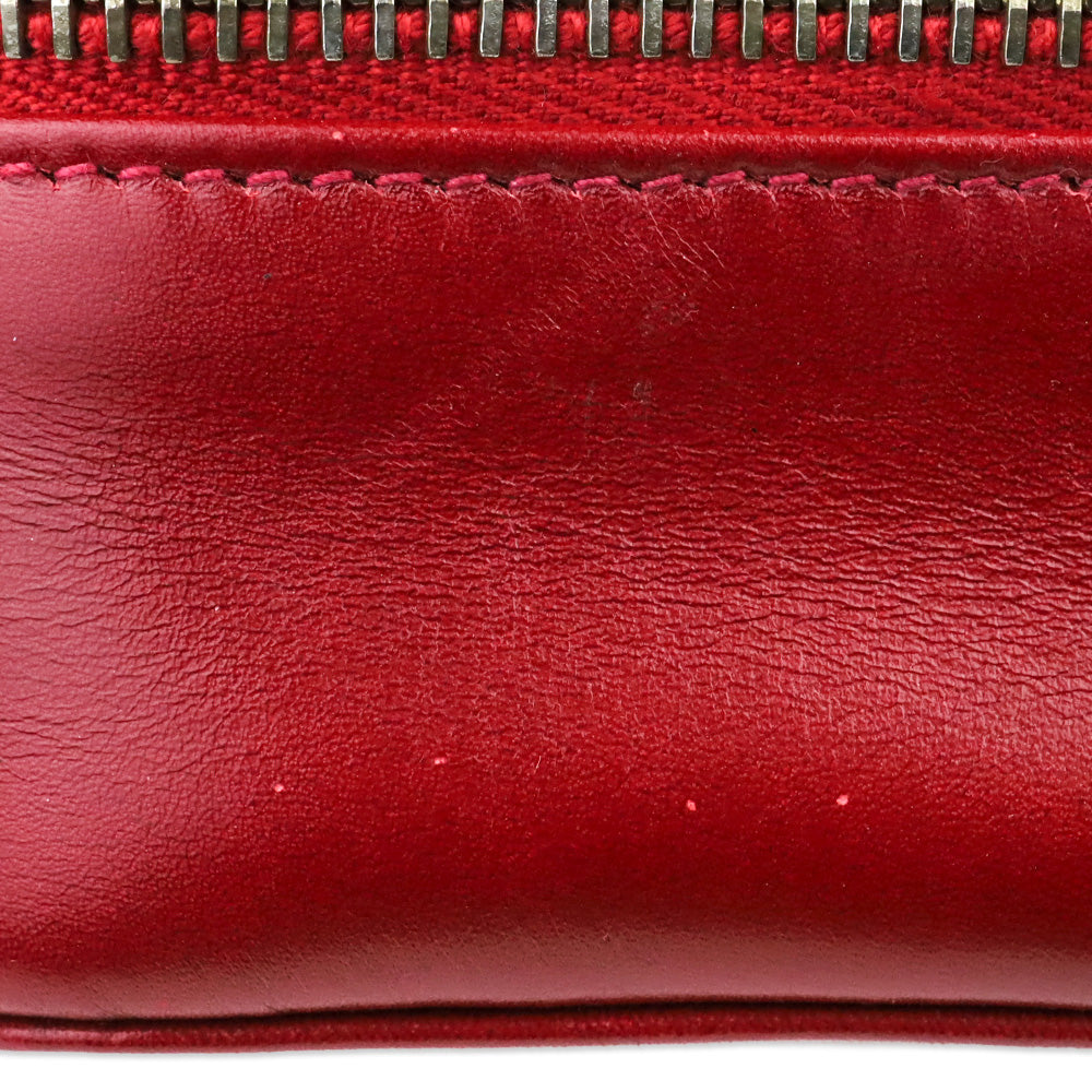 Salvatore Ferragamo Red Leather Gancini Zip Cosmetic Case