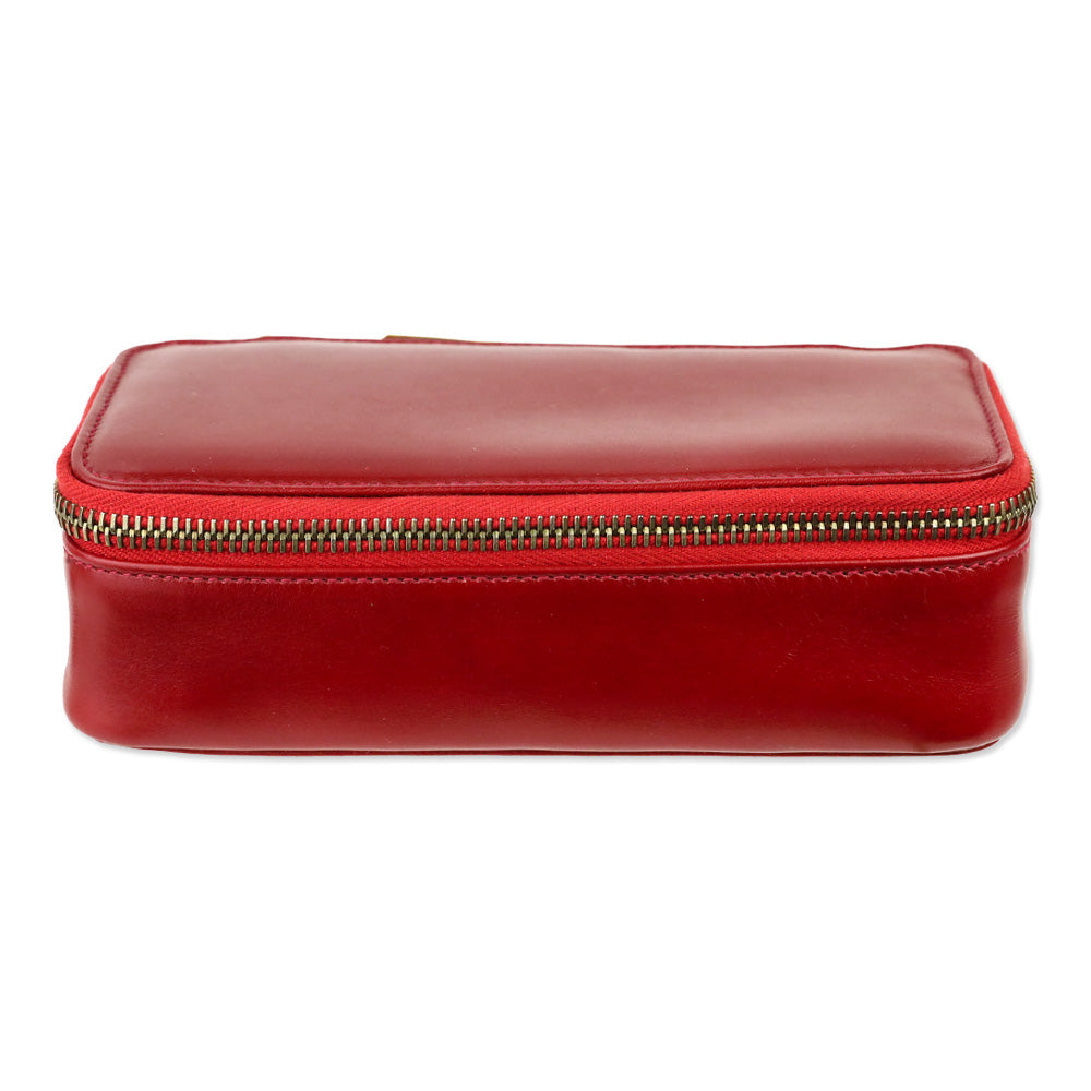 Salvatore Ferragamo Red Leather Gancini Zip Cosmetic Case