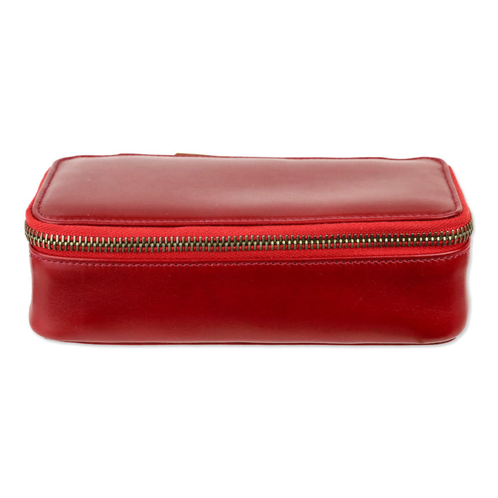 Salvatore Ferragamo Red Leather Gancini Zip Cosmetic Case