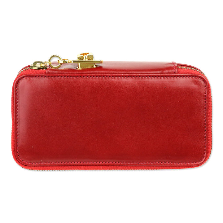 Salvatore Ferragamo Red Leather Gancini Zip Cosmetic Case