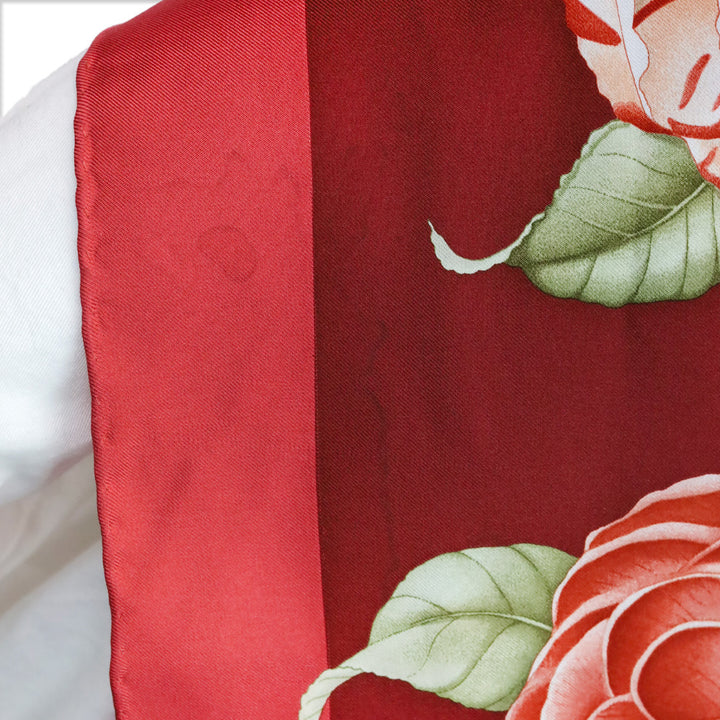 Salvatore Ferragamo Red Multi Floral Motif Silk Scarf