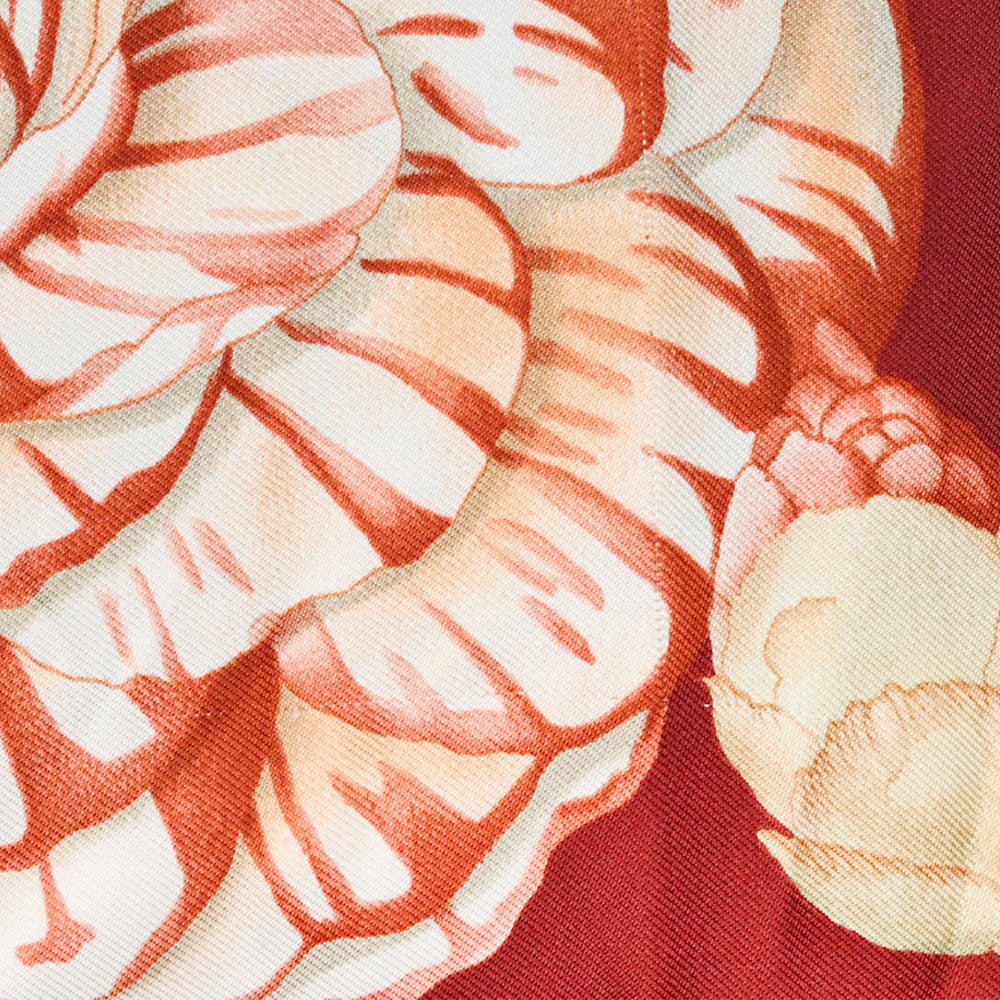 Salvatore Ferragamo Red Multi Floral Motif Silk Scarf