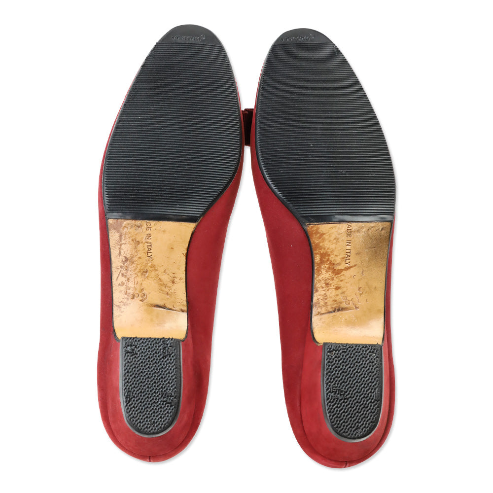 Salvatore Ferragamo Red Suede Vara Bow Pump