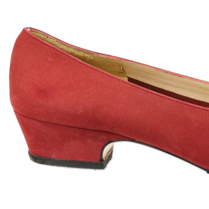 Salvatore Ferragamo Red Suede Vara Bow Pump