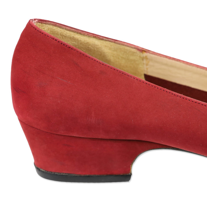 Salvatore Ferragamo Red Suede Vara Bow Pump