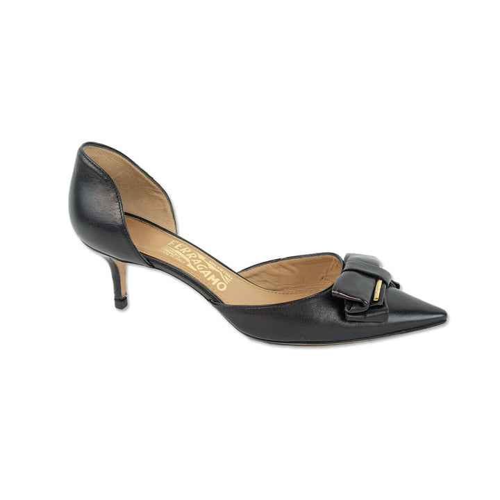 Salvatore Ferragamo Rietta Black Leather D’Orsay Pumps