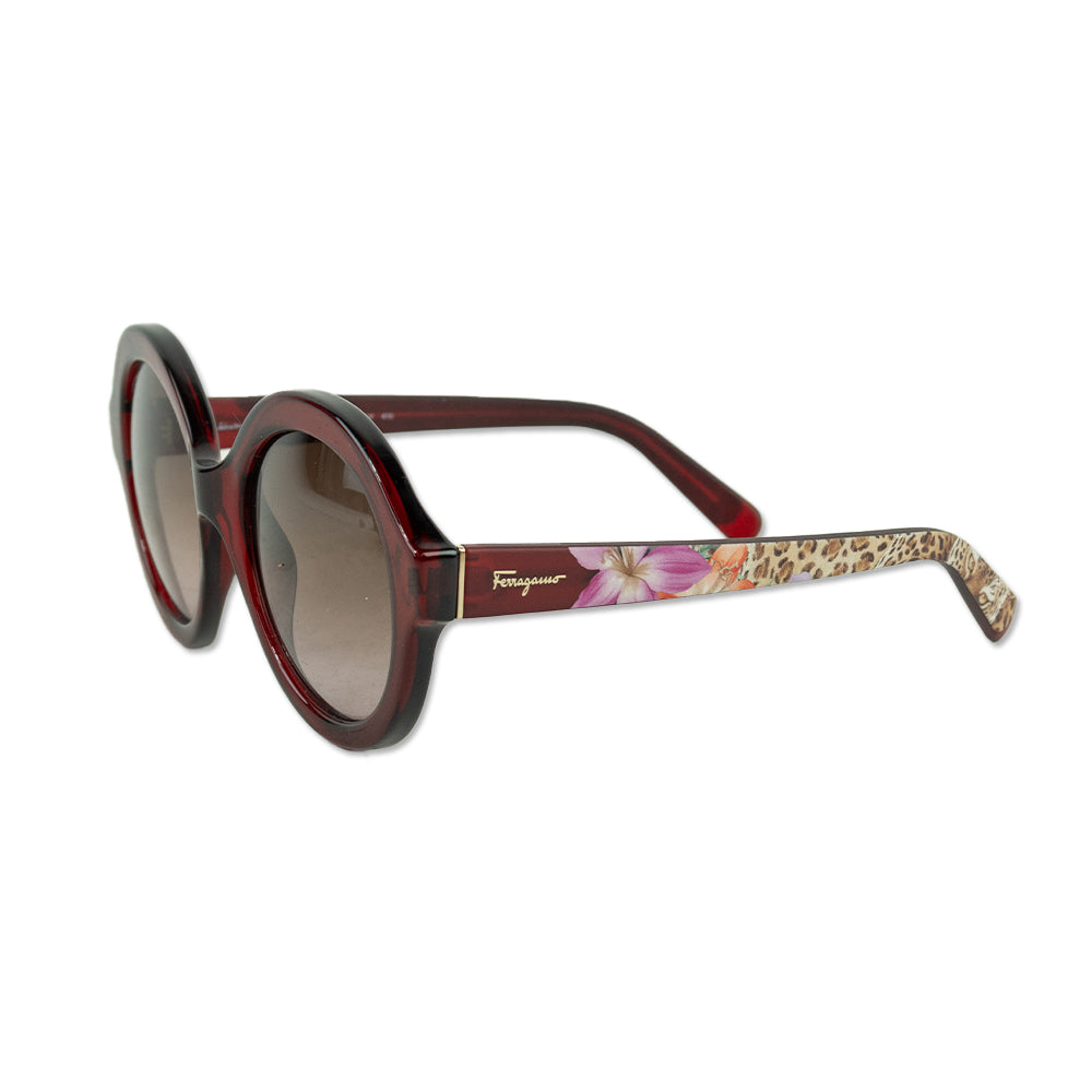 Salvatore Ferragamo Round Red Plastic Sunglasses