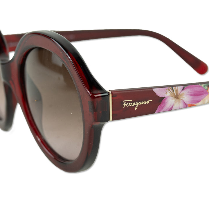 Salvatore Ferragamo Round Red Plastic Sunglasses