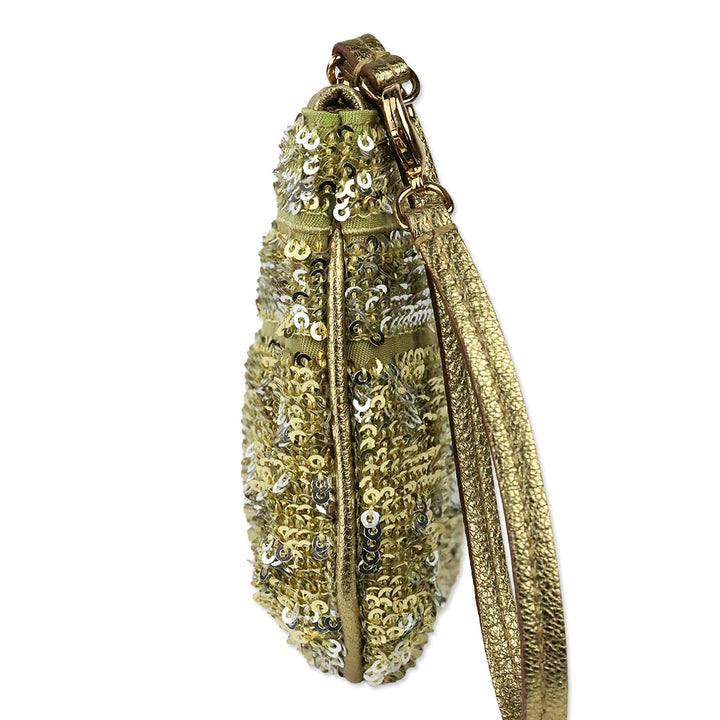 Salvatore Ferragamo Silver/Gold Sequin Wristlet Pouch