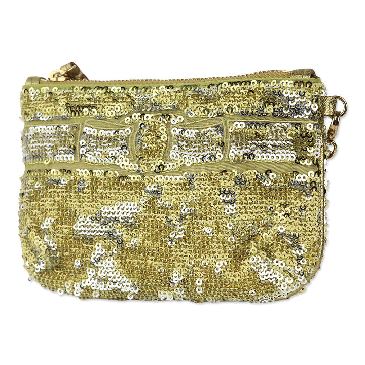 Salvatore Ferragamo Silver/Gold Sequin Wristlet Pouch