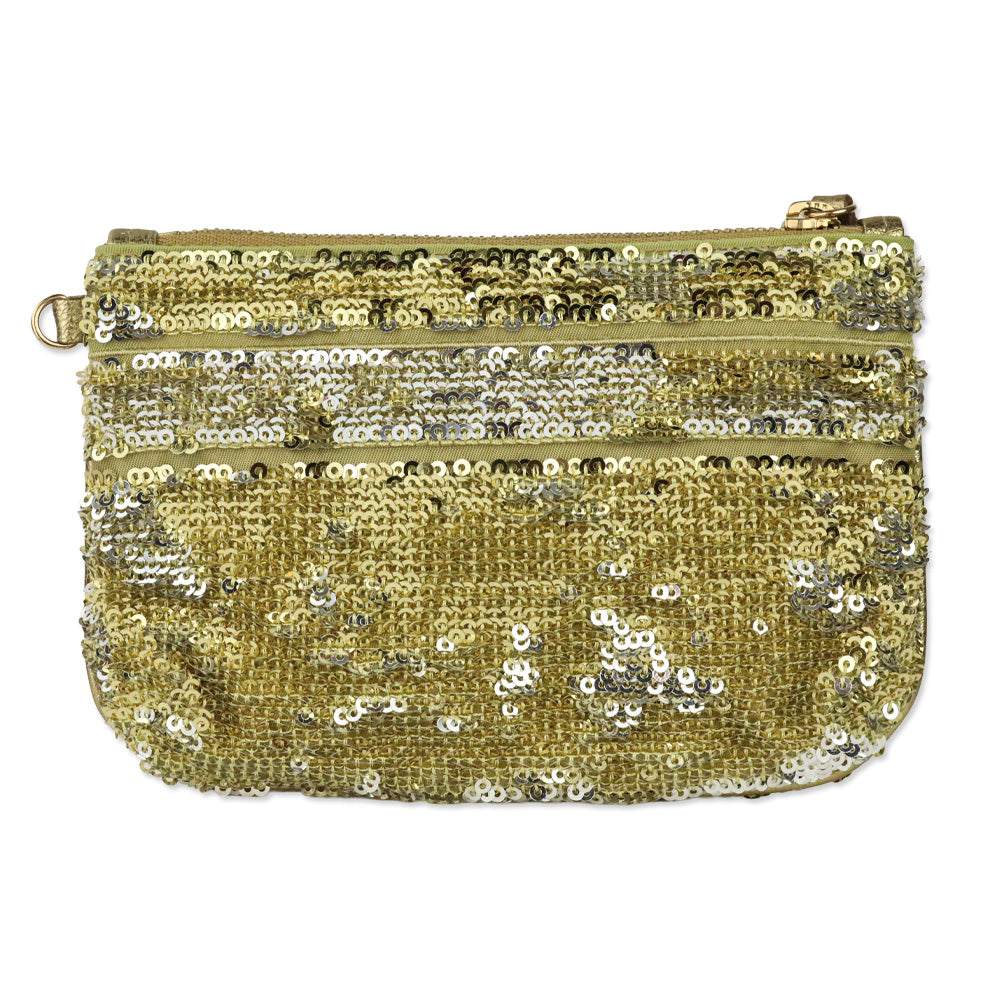 Salvatore Ferragamo Silver/Gold Sequin Wristlet Pouch
