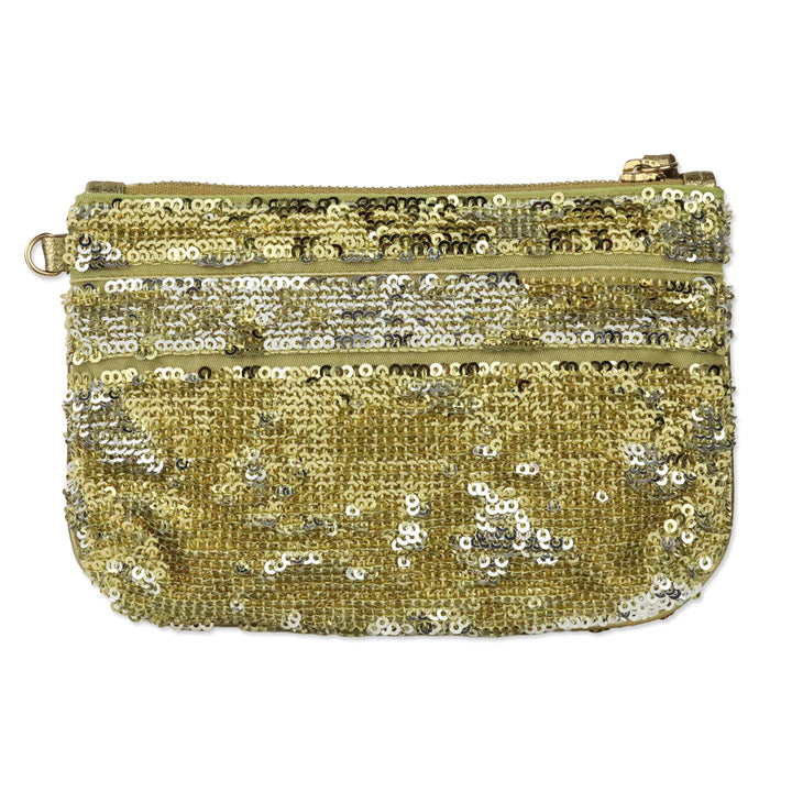 Salvatore Ferragamo Silver/Gold Sequin Wristlet Pouch