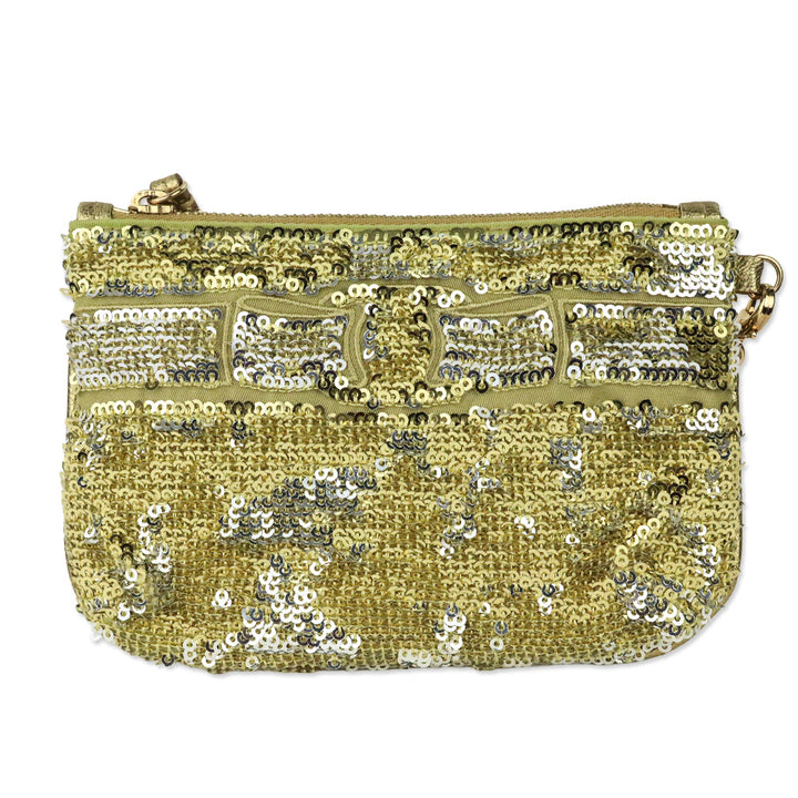 Salvatore Ferragamo Silver/Gold Sequin Wristlet Pouch