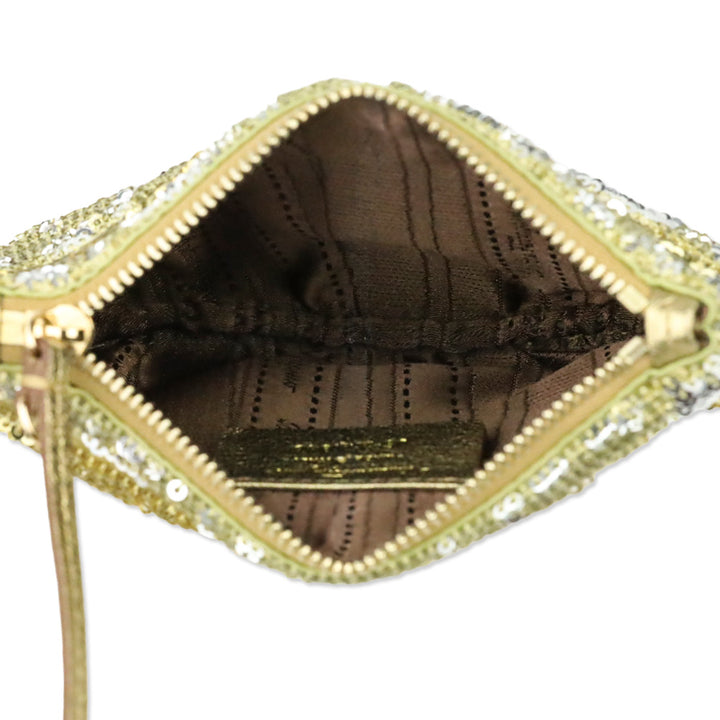 Salvatore Ferragamo Silver/Gold Sequin Wristlet Pouch