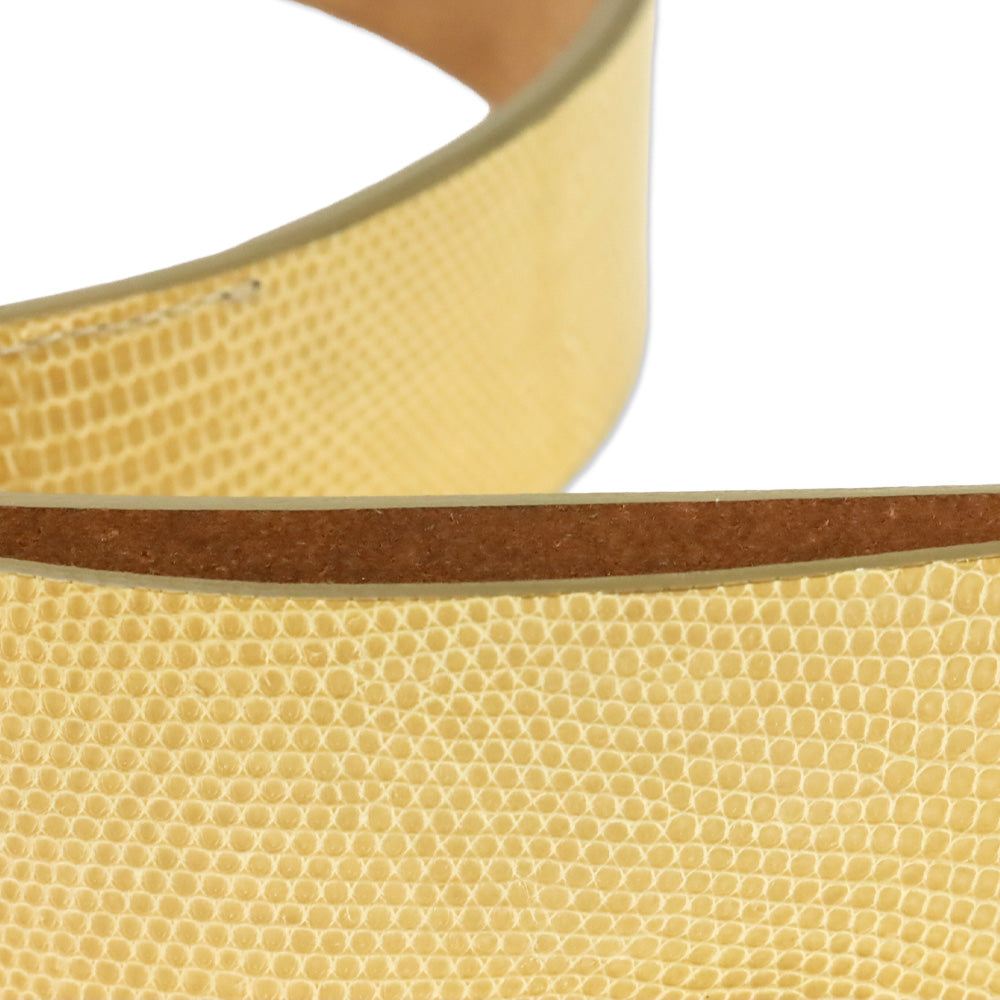 Salvatore Ferragamo Single Gancini Lizard-Embossed Beige Leather Belt