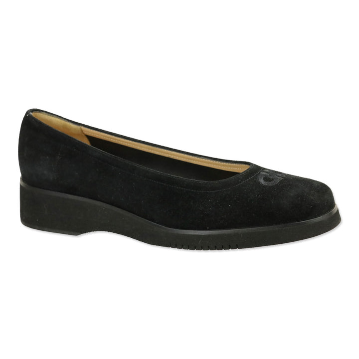 Salvatore Ferragamo Suede Embroidered Gancini Flats