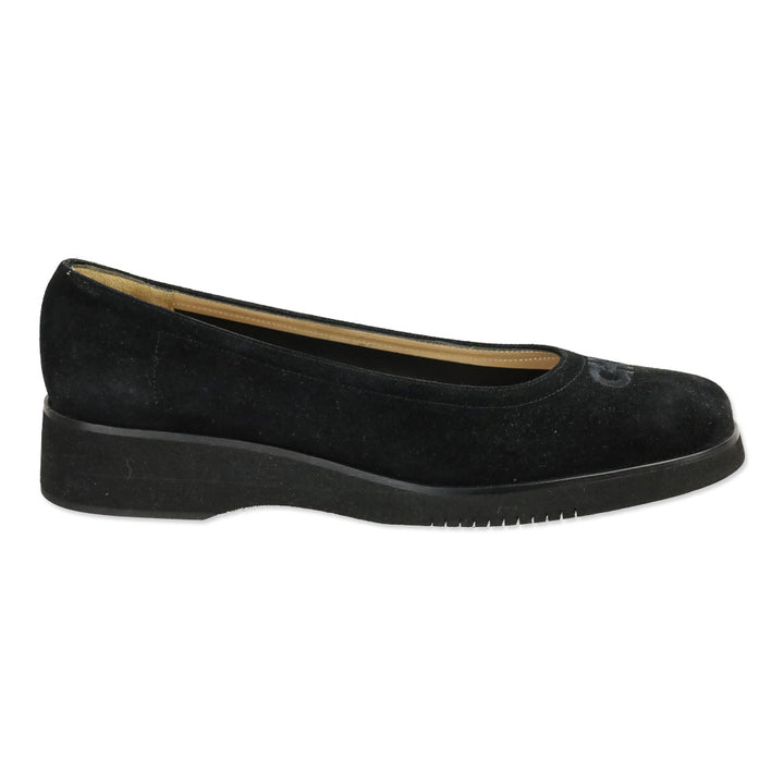 Salvatore Ferragamo Suede Embroidered Gancini Flats