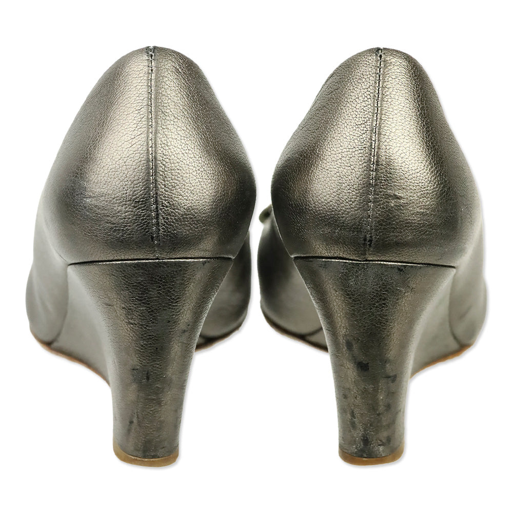 Salvatore Ferragamo Vara Wedge in Metallic Brown Leather