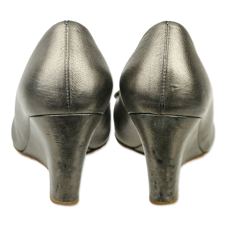 Salvatore Ferragamo Vara Wedge in Metallic Brown Leather