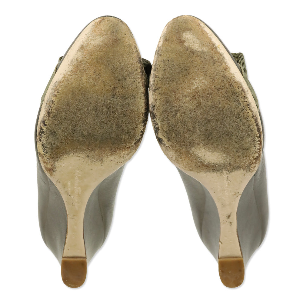Salvatore Ferragamo Vara Wedge in Metallic Brown Leather