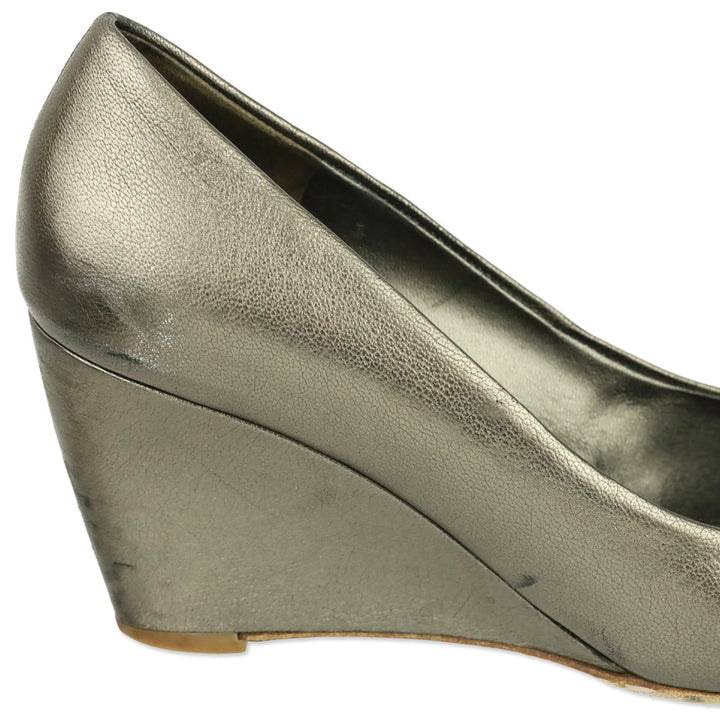 Salvatore Ferragamo Vara Wedge in Metallic Brown Leather