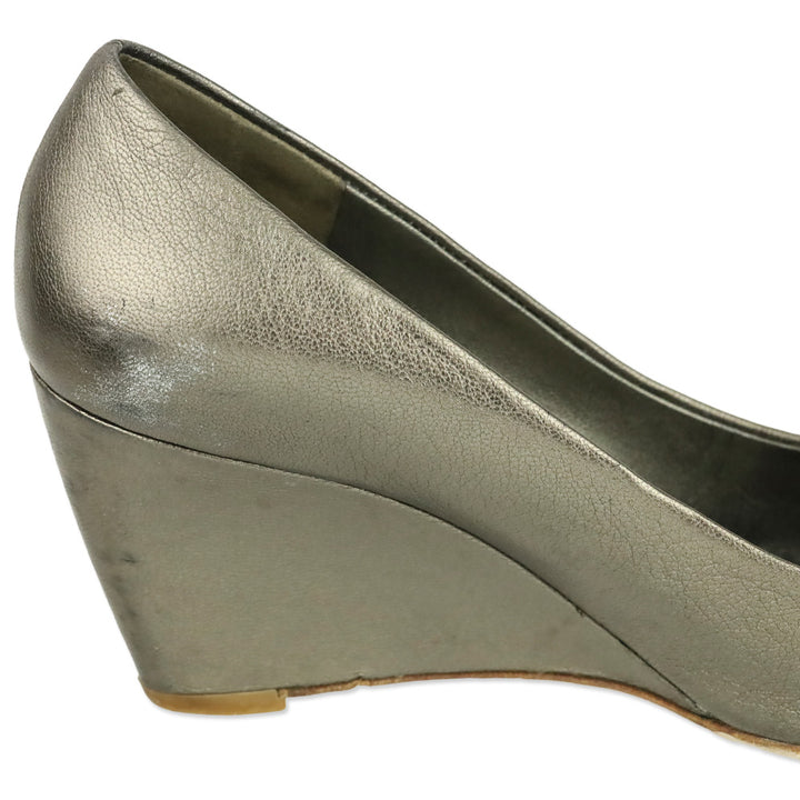 Salvatore Ferragamo Vara Wedge in Metallic Brown Leather